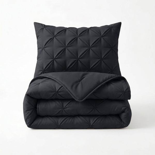 Microfibre Coverless Duvet Pintuck | Anthracite | Single - 140cm (W) x 200cm (L) - The Bedding & Blankets Store