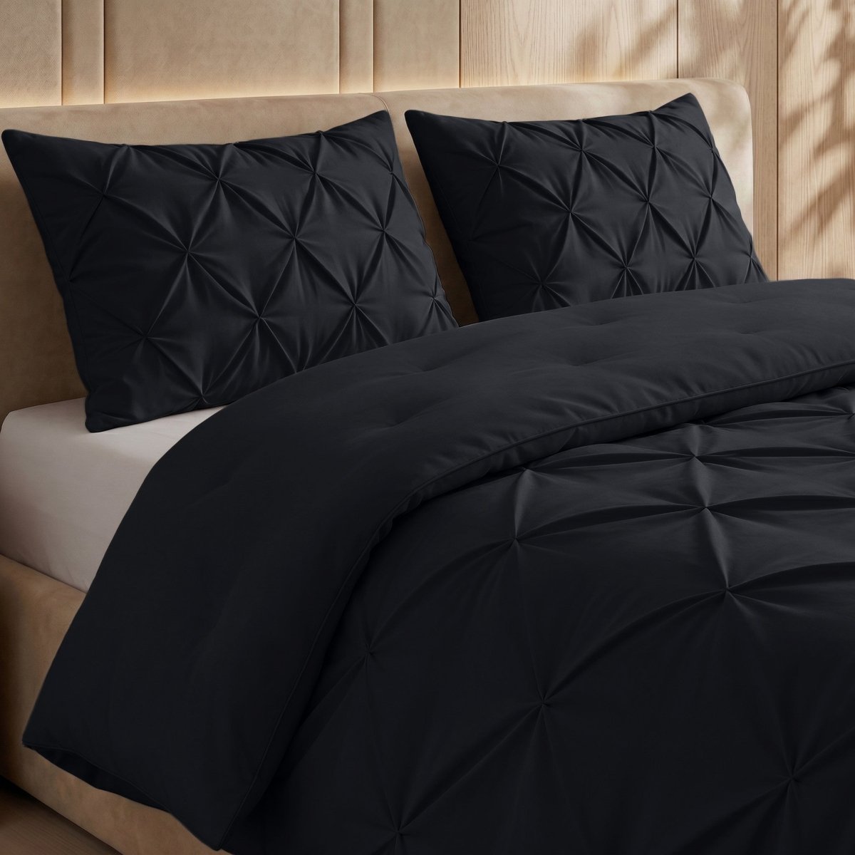 Microfibre Coverless Duvet Pintuck | Anthracite | Single - 140cm (W) x 200cm (L) - The Bedding & Blankets Store