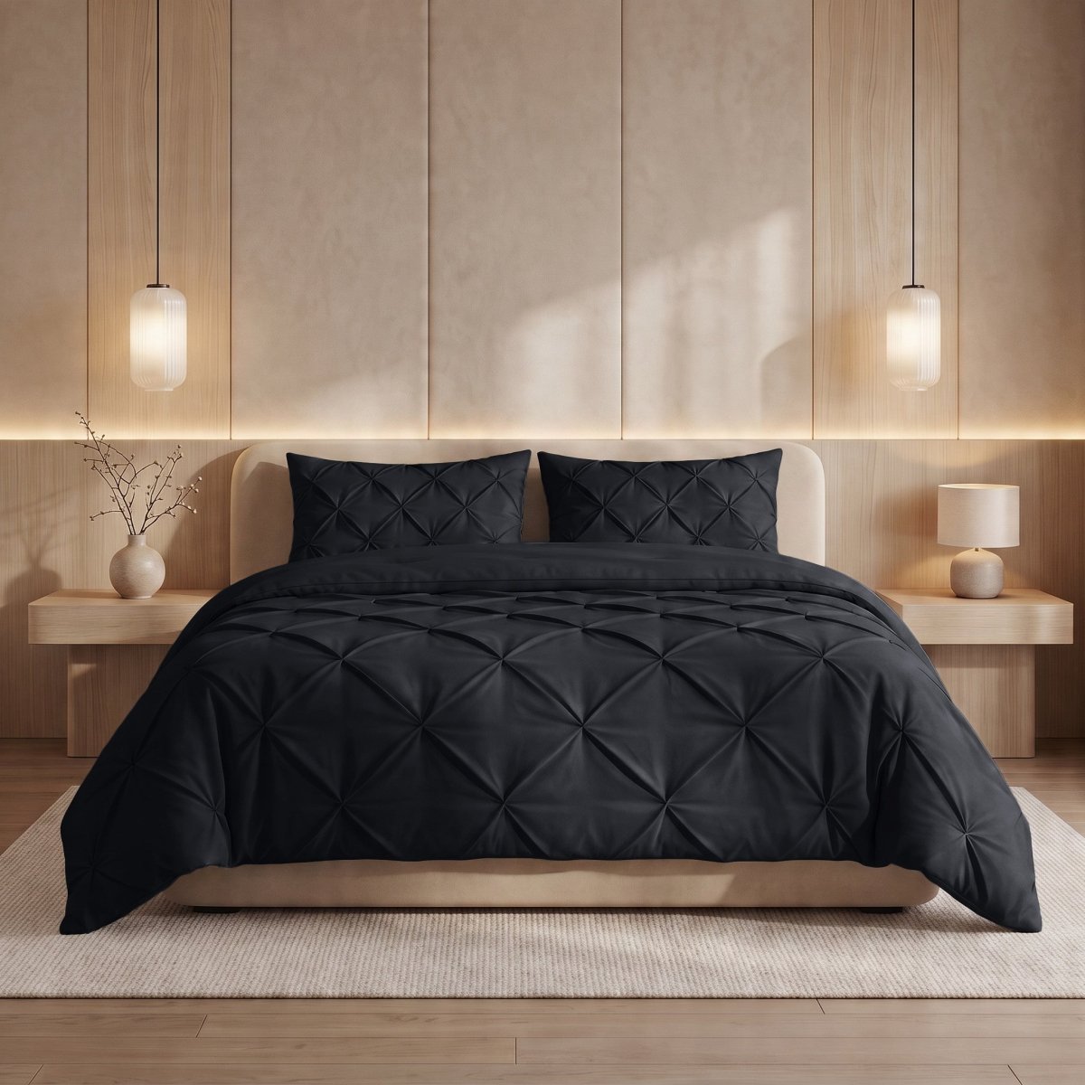 Microfibre Coverless Duvet Pintuck | Anthracite | Single - 140cm (W) x 200cm (L) - The Bedding & Blankets Store