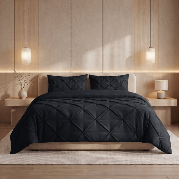Microfibre Coverless Duvet Pintuck | Anthracite | Single - 140cm (W) x 200cm (L) - The Bedding & Blankets Store