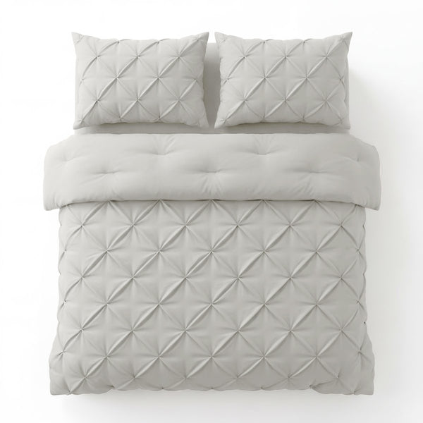 Microfibre Coverless Duvet Pintuck | Off White | Single - 140cm (W) x 200cm (L) - The Bedding & Blankets Store