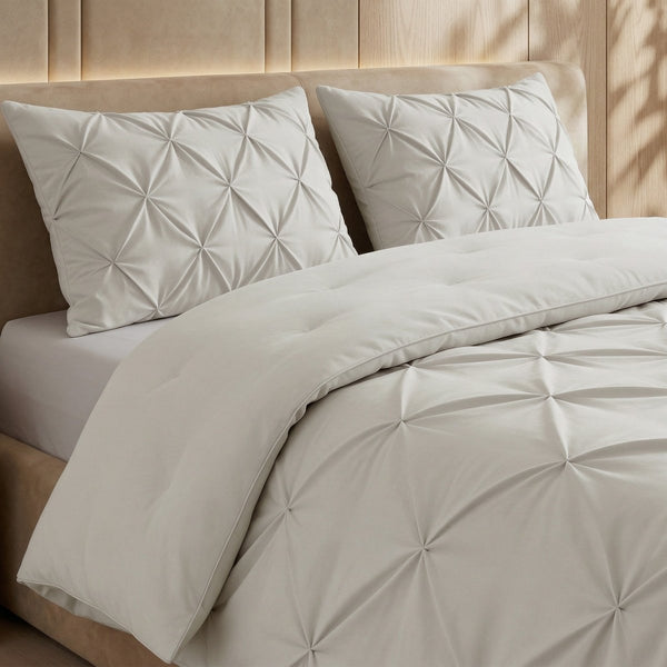 Microfibre Coverless Duvet Pintuck | Off White | Single - 140cm (W) x 200cm (L) - The Bedding & Blankets Store