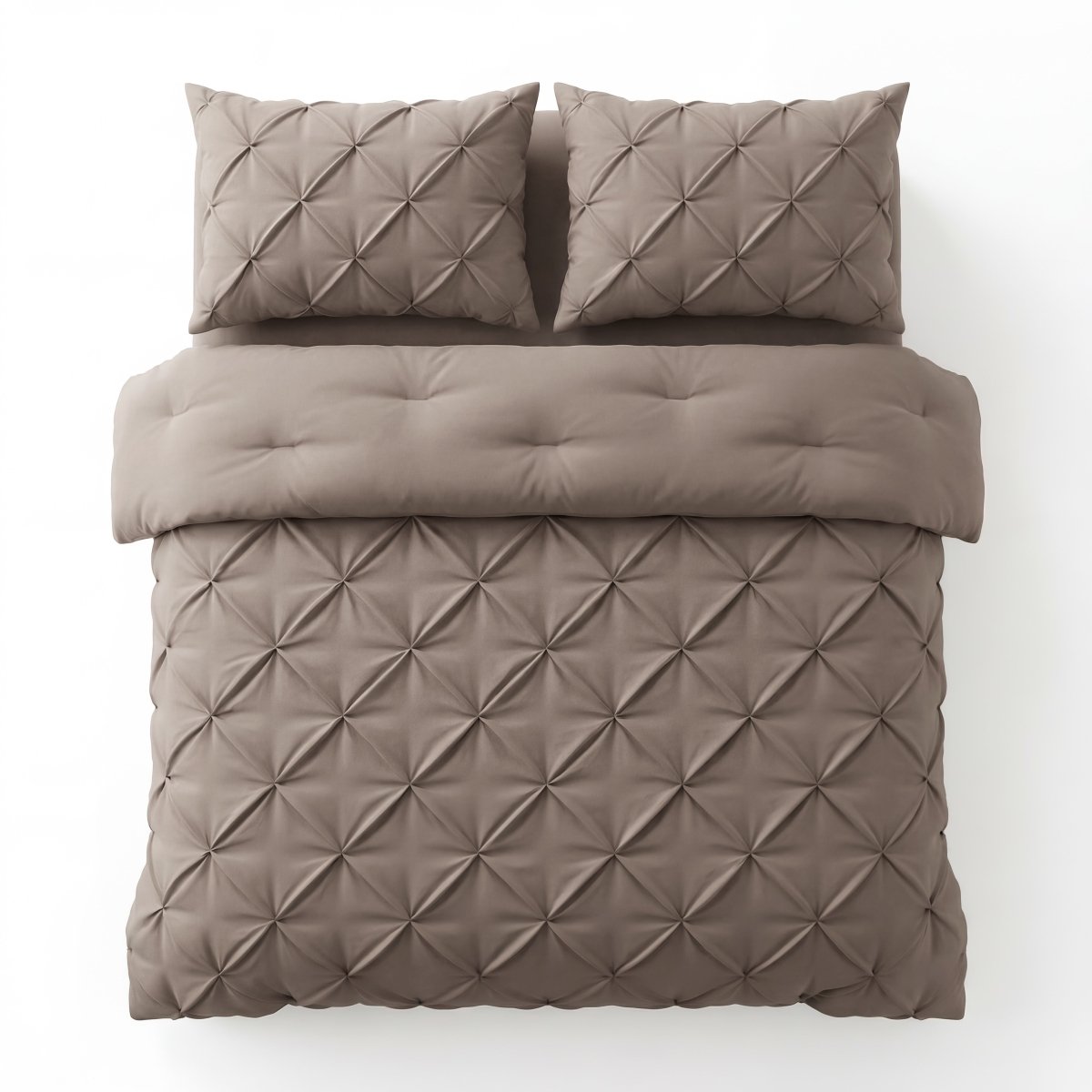 Microfibre Coverless Duvet Pintuck | Taupe | Single - 140cm (W) x 200cm (L) - The Bedding & Blankets Store