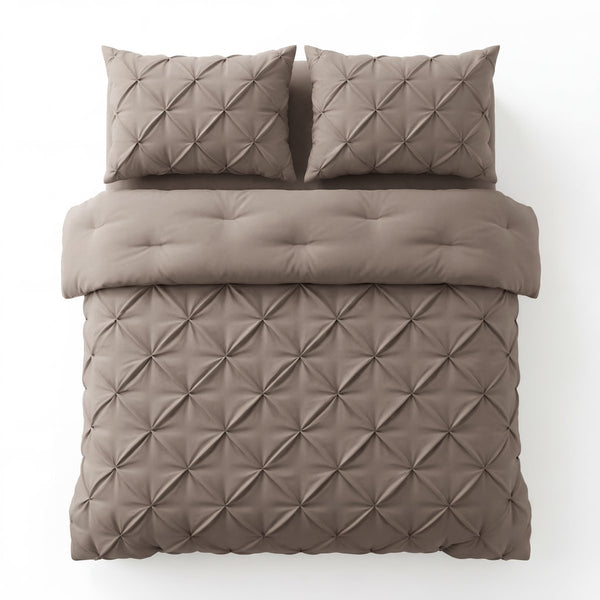 Microfibre Coverless Duvet Pintuck | Taupe | Single - 140cm (W) x 200cm (L) - The Bedding & Blankets Store