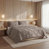 Microfibre Coverless Duvet Pintuck | Taupe | Single - 140cm (W) x 200cm (L) - The Bedding & Blankets Store