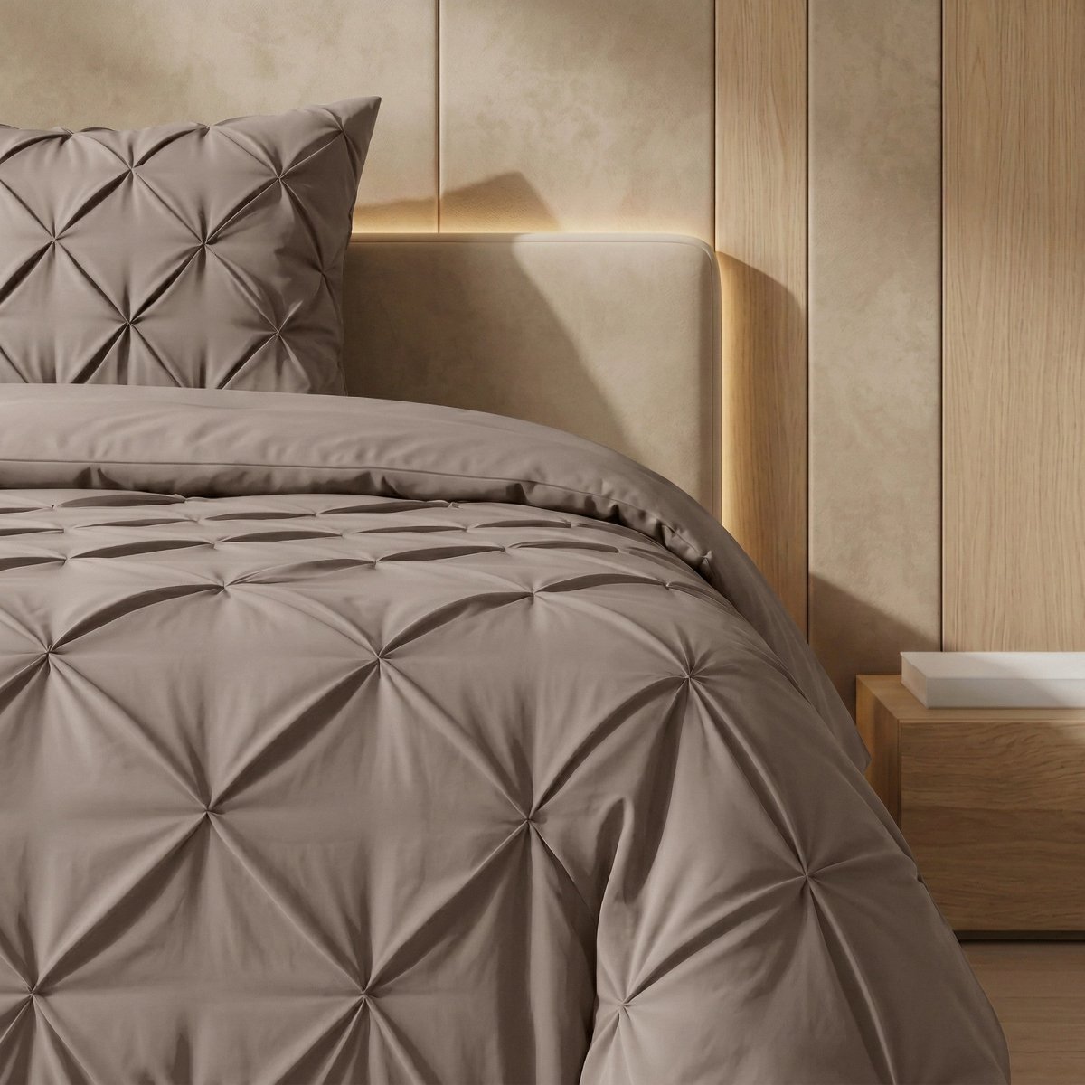 Microfibre Coverless Duvet Pintuck | Taupe | Single - 140cm (W) x 200cm (L) - The Bedding & Blankets Store