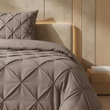 Microfibre Coverless Duvet Pintuck | Taupe | Single - 140cm (W) x 200cm (L) - The Bedding & Blankets Store