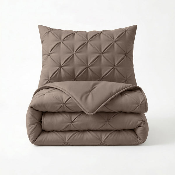 Microfibre Coverless Duvet Pintuck | Taupe | Single - 140cm (W) x 200cm (L) - The Bedding & Blankets Store