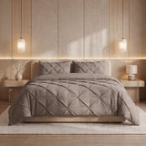 Microfibre Coverless Duvet Pintuck | Taupe | Single - 140cm (W) x 200cm (L) - The Bedding & Blankets Store