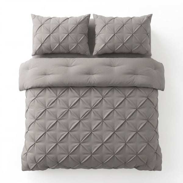 Microfibre Coverless Duvet Pintuck | Taupe/Grey | Single - 140cm (W) x 200cm (L) - The Bedding & Blankets Store