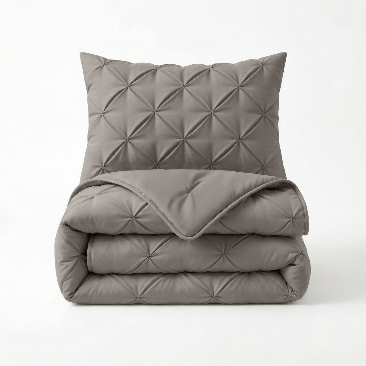 Microfibre Coverless Duvet Pintuck | Taupe/Grey | Single - 140cm (W) x 200cm (L) - The Bedding & Blankets Store