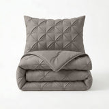 Microfibre Coverless Duvet Pintuck | Taupe/Grey | Single - 140cm (W) x 200cm (L) - The Bedding & Blankets Store