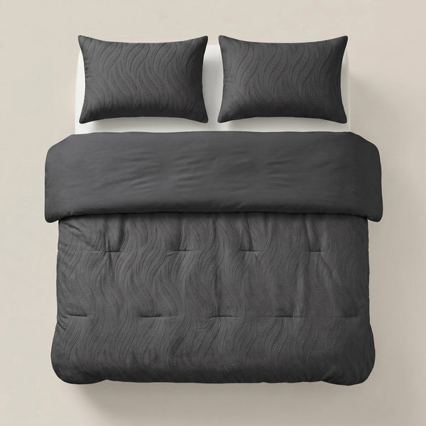 Microfibre Coverless Duvet Rafa | Grey | Single - 140cm (W) x 200cm (L) - The Bedding & Blankets Store