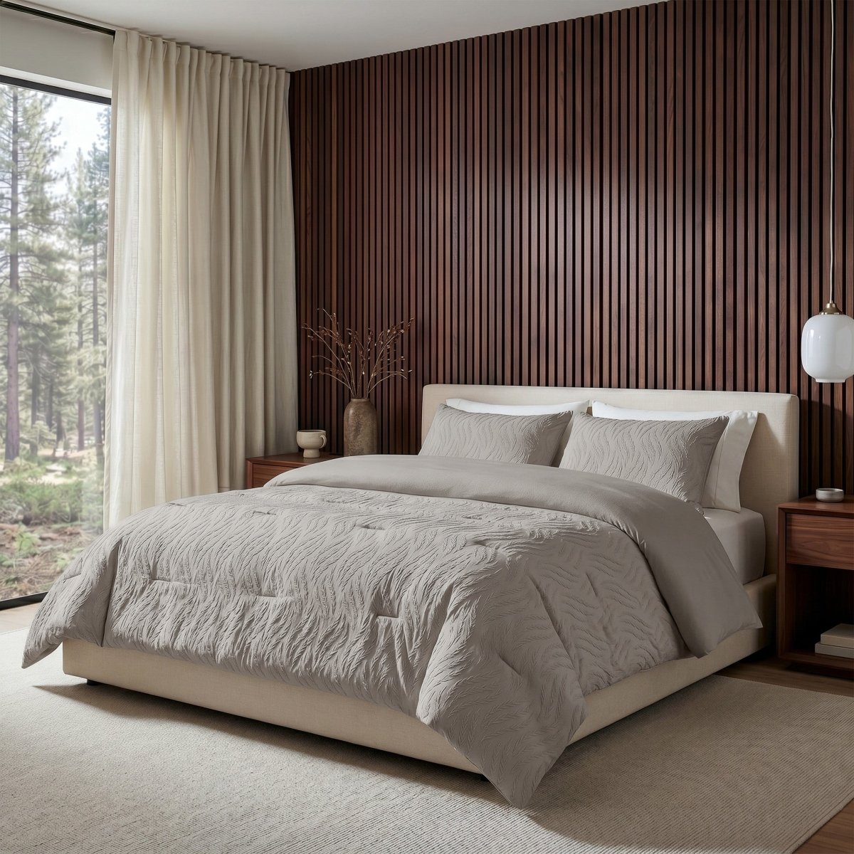 Microfibre Coverless Duvet Rafa | Taupe | Single - 140cm (W) x 200cm (L) - The Bedding & Blankets Store