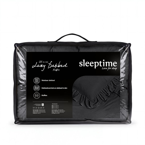 Microfibre Coverless Duvet Ruffles | Anthracite | Single - 140cm (W) x 200cm (L) - The Bedding & Blankets Store