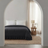 Microfibre Coverless Duvet Ruffles | Anthracite | Single - 140cm (W) x 200cm (L) - The Bedding & Blankets Store