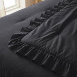 Microfibre Coverless Duvet Ruffles | Anthracite | Single - 140cm (W) x 200cm (L) - The Bedding & Blankets Store