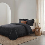 Microfibre Coverless Duvet Ruffles | Anthracite | Single - 140cm (W) x 200cm (L) - The Bedding & Blankets Store