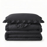 Microfibre Coverless Duvet Ruffles | Anthracite | Single - 140cm (W) x 200cm (L) - The Bedding & Blankets Store