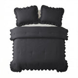 Microfibre Coverless Duvet Ruffles | Anthracite | Single - 140cm (W) x 200cm (L) - The Bedding & Blankets Store