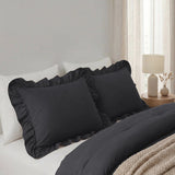 Microfibre Coverless Duvet Ruffles | Anthracite | Single - 140cm (W) x 200cm (L) - The Bedding & Blankets Store