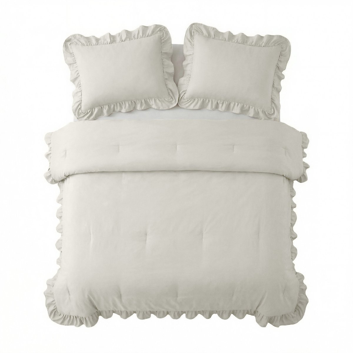 Microfibre Coverless Duvet Ruffles | Off White | Single - 140cm (W) x 200cm (L) - The Bedding & Blankets Store