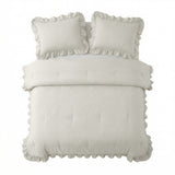 Microfibre Coverless Duvet Ruffles | Off White | Single - 140cm (W) x 200cm (L) - The Bedding & Blankets Store