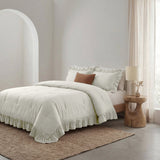 Microfibre Coverless Duvet Ruffles | Off White | Single - 140cm (W) x 200cm (L) - The Bedding & Blankets Store