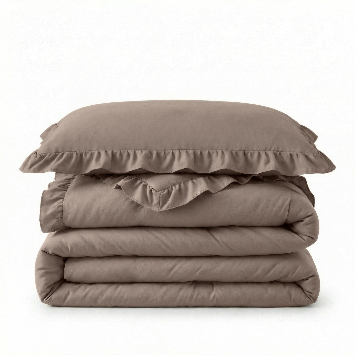 Microfibre Coverless Duvet Ruffles | Taupe | Single - 140cm (W) x 200cm (L) - The Bedding & Blankets Store