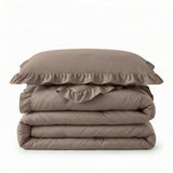 Microfibre Coverless Duvet Ruffles | Taupe | Single - 140cm (W) x 200cm (L) - The Bedding & Blankets Store