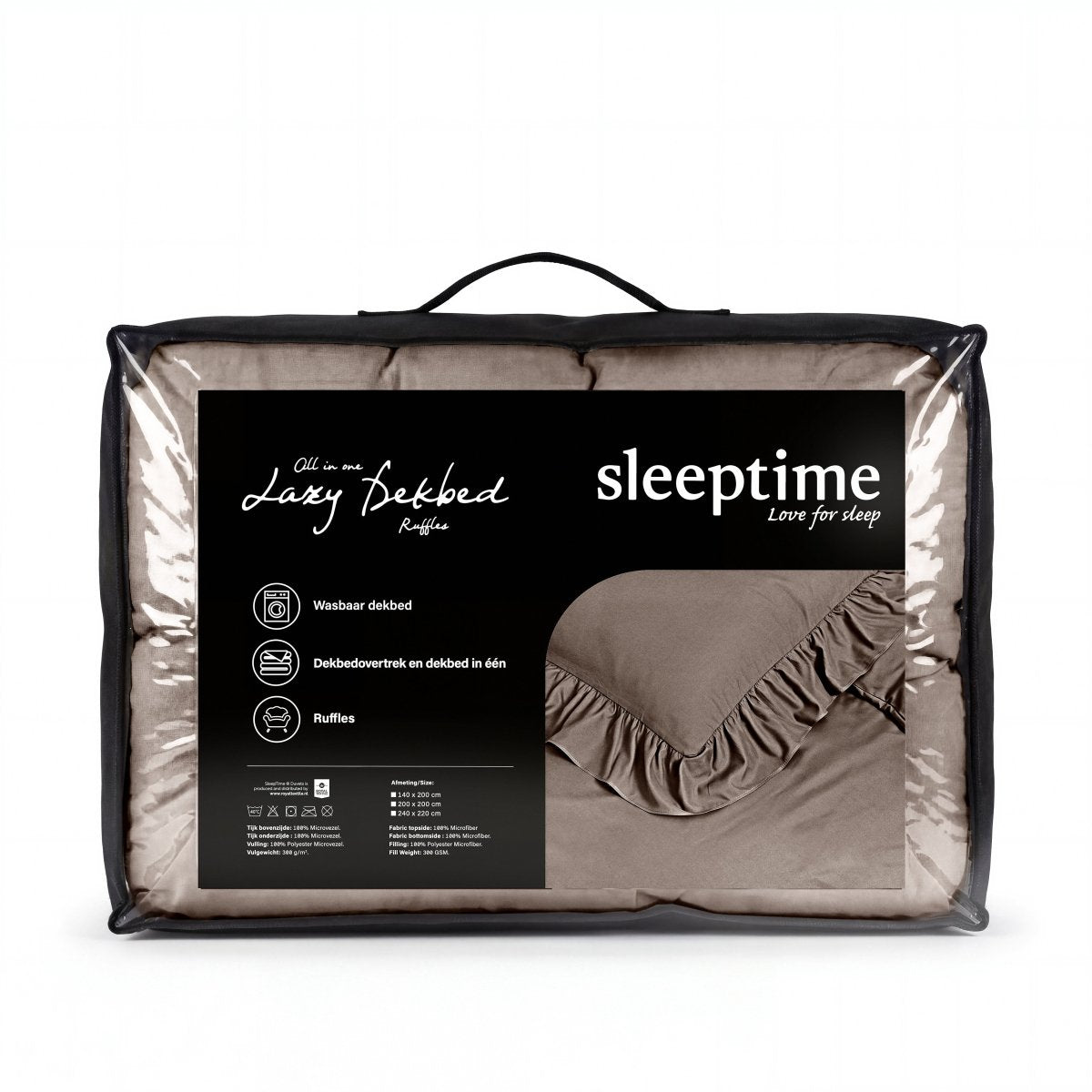 Microfibre Coverless Duvet Ruffles | Taupe | Single - 140cm (W) x 200cm (L) - The Bedding & Blankets Store