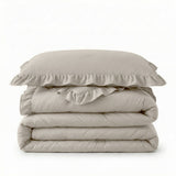Microfibre Coverless Duvet Ruffles | Taupe/Grey | Single - 140cm (W) x 200cm (L) - The Bedding & Blankets Store