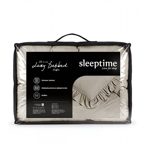 Microfibre Coverless Duvet Ruffles | Taupe/Grey | Single - 140cm (W) x 200cm (L) - The Bedding & Blankets Store