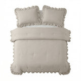 Microfibre Coverless Duvet Ruffles | Taupe/Grey | Single - 140cm (W) x 200cm (L) - The Bedding & Blankets Store