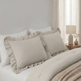 Microfibre Coverless Duvet Ruffles | Taupe/Grey | Single - 140cm (W) x 200cm (L) - The Bedding & Blankets Store