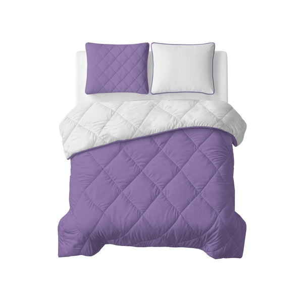 Microfibre Coverless Duvet Uni | Beige/Lavender | Single - 140cm (W) x 200cm (L) - The Bedding & Blankets Store