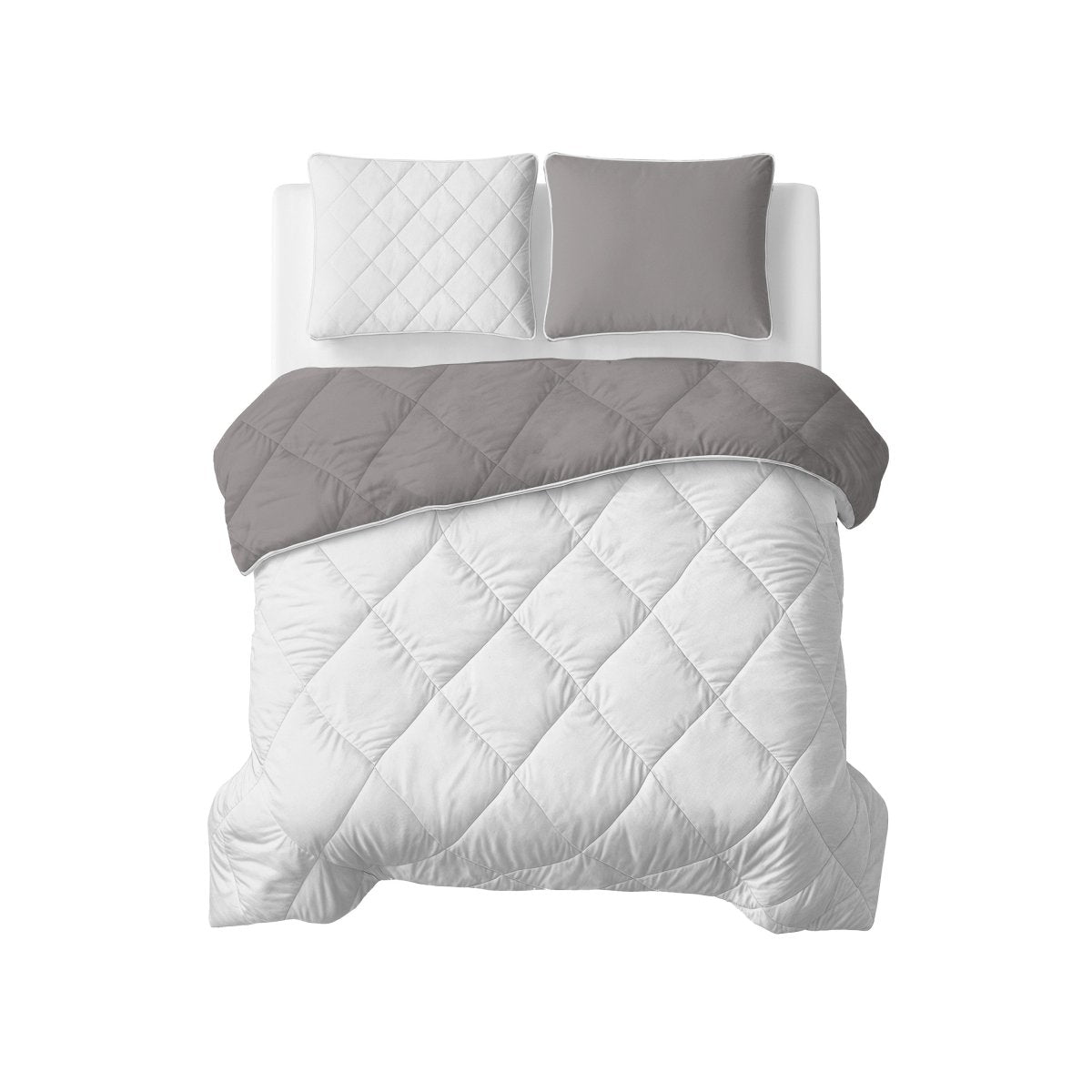 Microfibre Coverless Duvet Uni | Beige/Taupe Grey | Single - 140cm (W) x 200cm (L) - The Bedding & Blankets Store