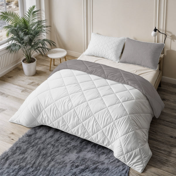 Microfibre Coverless Duvet Uni | Beige/Taupe Grey | Single - 140cm (W) x 200cm (L) - The Bedding & Blankets Store