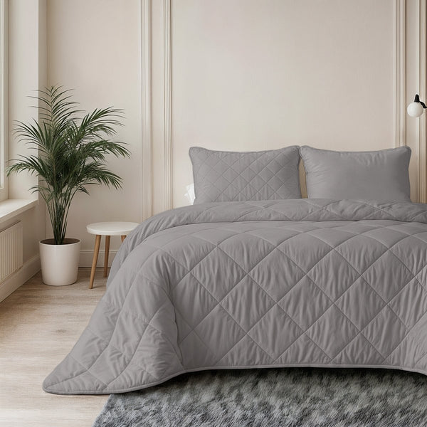Microfibre Coverless Duvet Uni | Grey | Single - 140cm (W) x 200cm (L) - The Bedding & Blankets Store