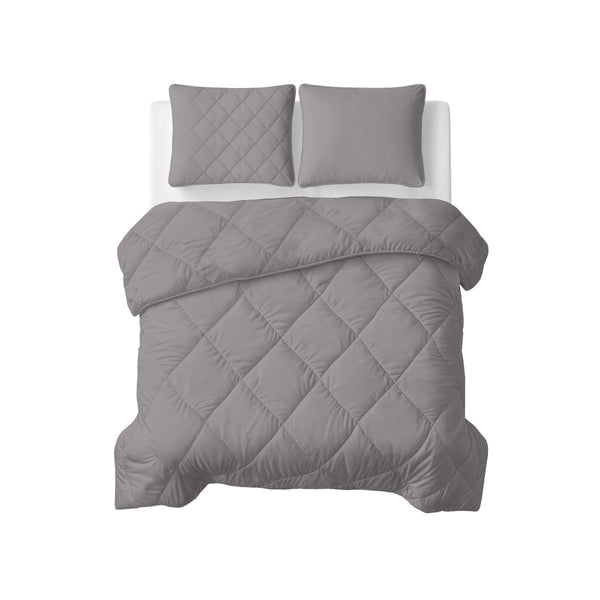 Microfibre Coverless Duvet Uni | Grey | Single - 140cm (W) x 200cm (L) - The Bedding & Blankets Store