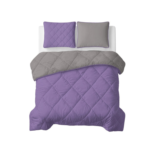 Microfibre Coverless Duvet Uni | Lavender/Taupe Grey | Single - 140cm (W) x 200cm (L) - The Bedding & Blankets Store