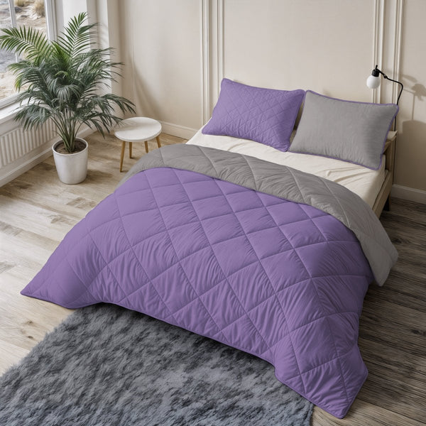 Microfibre Coverless Duvet Uni | Lavender/Taupe Grey | Single - 140cm (W) x 200cm (L) - The Bedding & Blankets Store