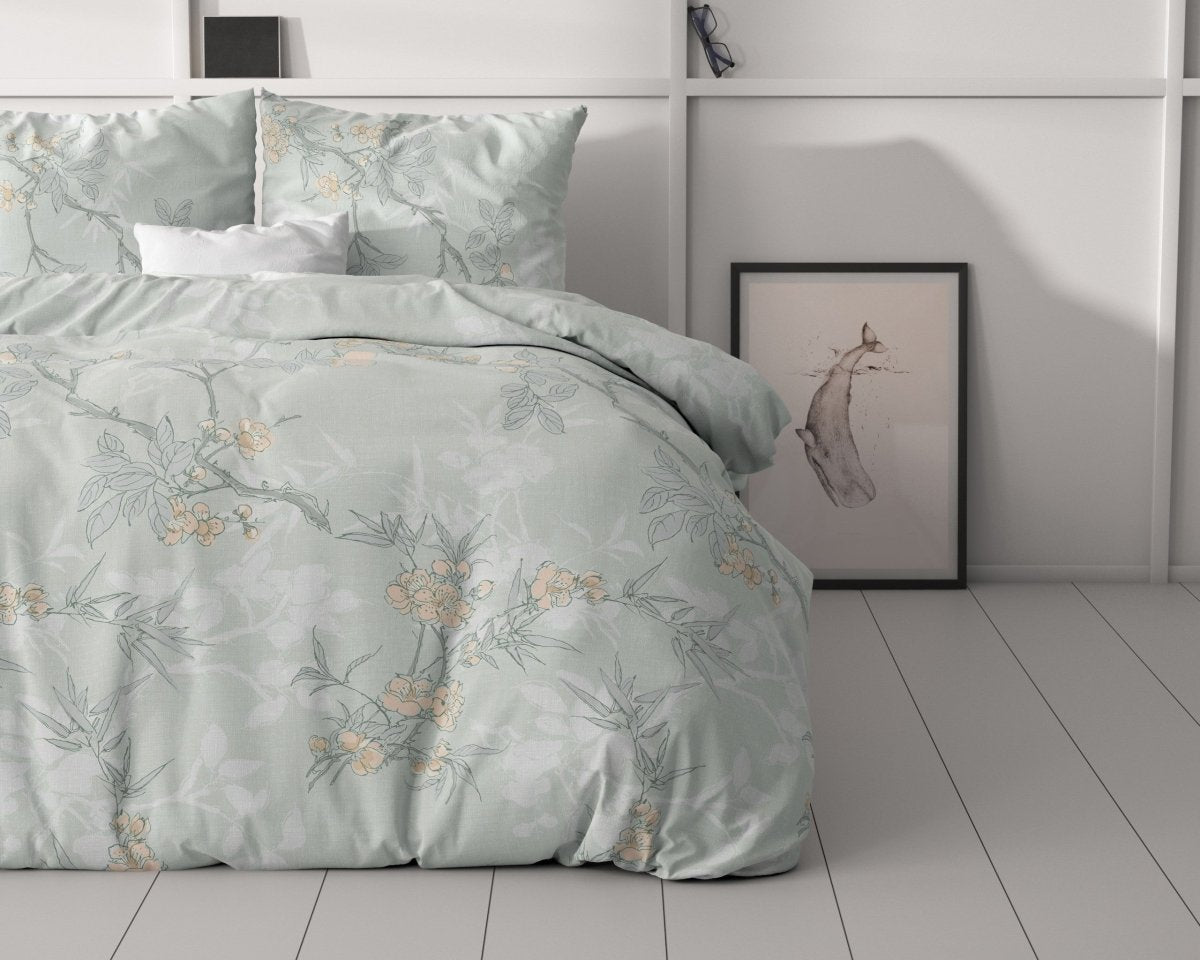 Microfibre Duvet Cover Set Blossom | Blue | Double - 200cm (W) x 220cm (L) - The Bedding & Blankets Store