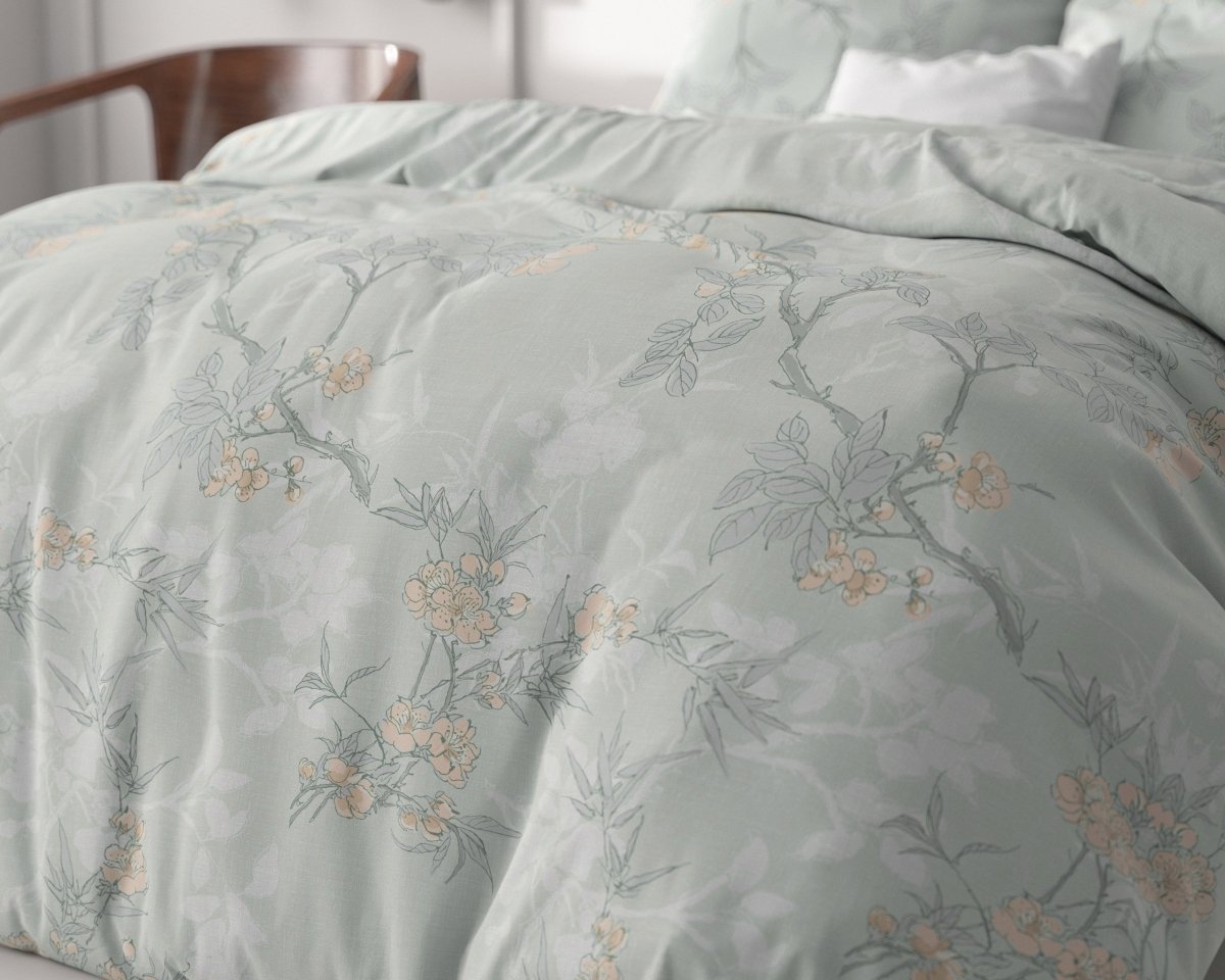 Microfibre Duvet Cover Set Blossom | Blue | Double - 200cm (W) x 220cm (L) - The Bedding & Blankets Store