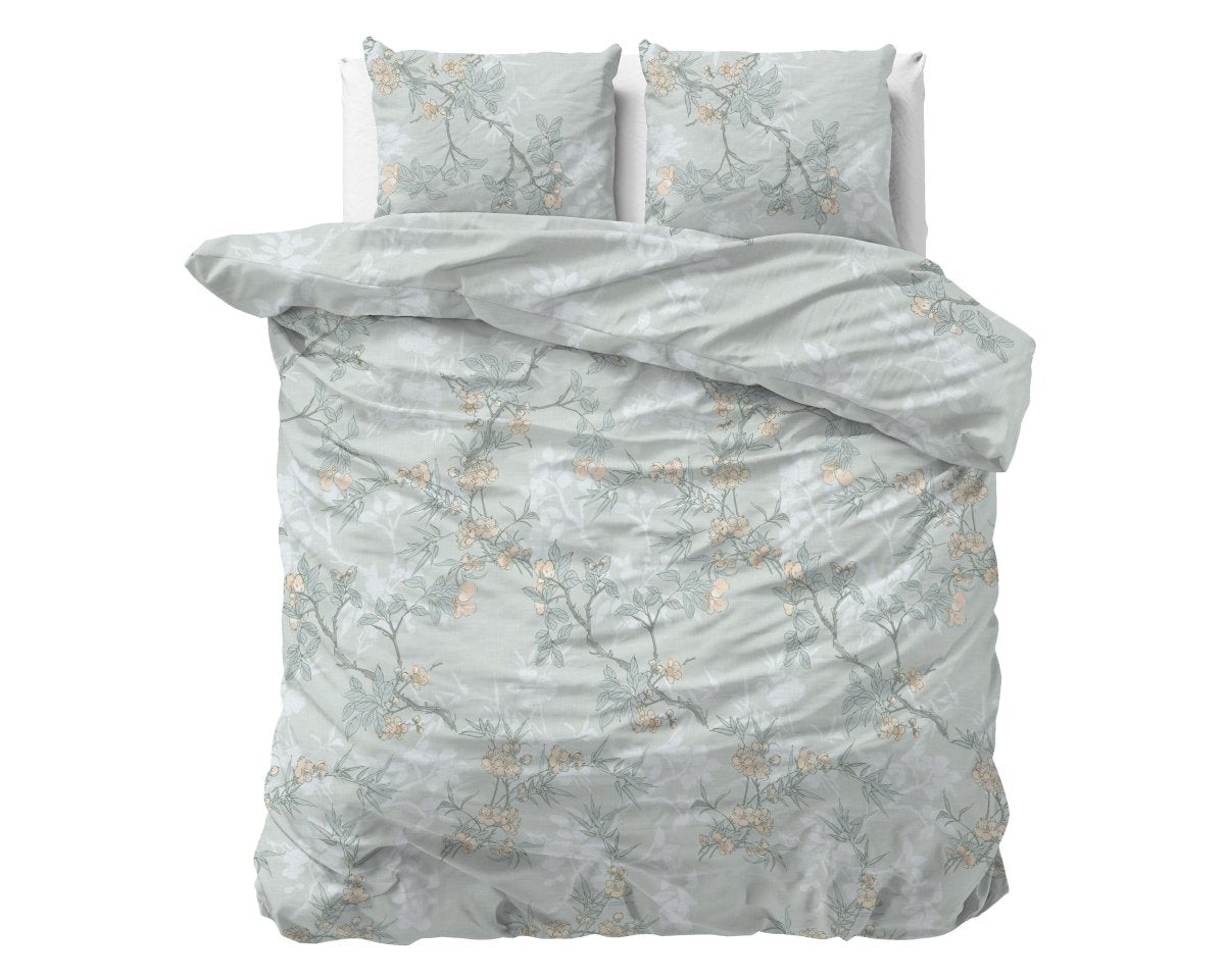 Microfibre Duvet Cover Set Blossom | Blue | Double - 200cm (W) x 220cm (L) - The Bedding & Blankets Store