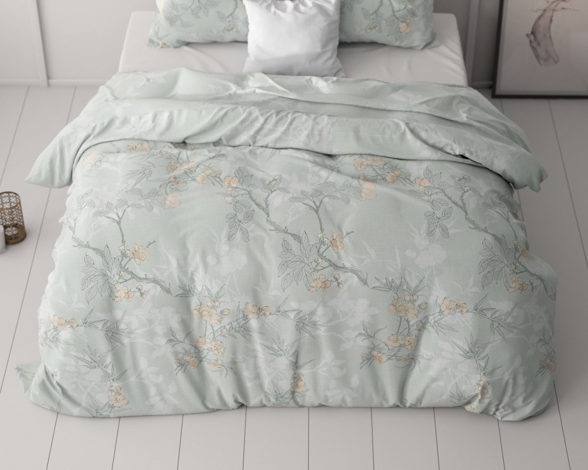Microfibre Duvet Cover Set Blossom | Blue | Double - 200cm (W) x 220cm (L) - The Bedding & Blankets Store