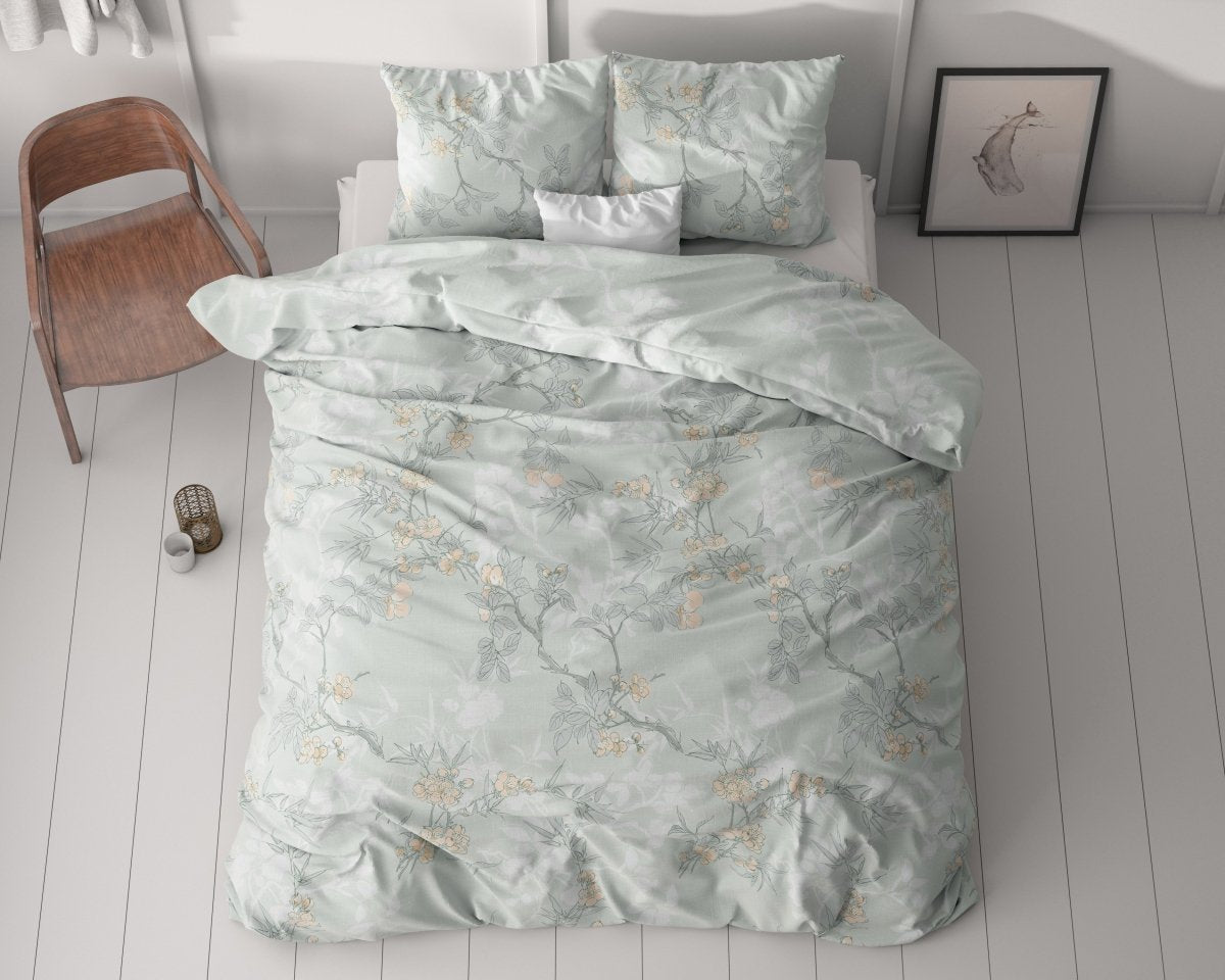 Microfibre Duvet Cover Set Blossom | Blue | Double - 200cm (W) x 220cm (L) - The Bedding & Blankets Store