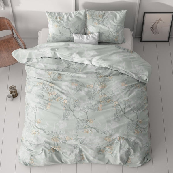 Microfibre Duvet Cover Set Blossom | Blue | Double - 200cm (W) x 220cm (L) - The Bedding & Blankets Store