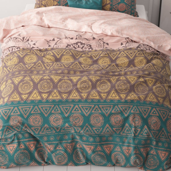 Microfibre Duvet Cover Set Bohemian | Multi | King Long - 240cm (W) x 220cm (L) - The Bedding & Blankets Store