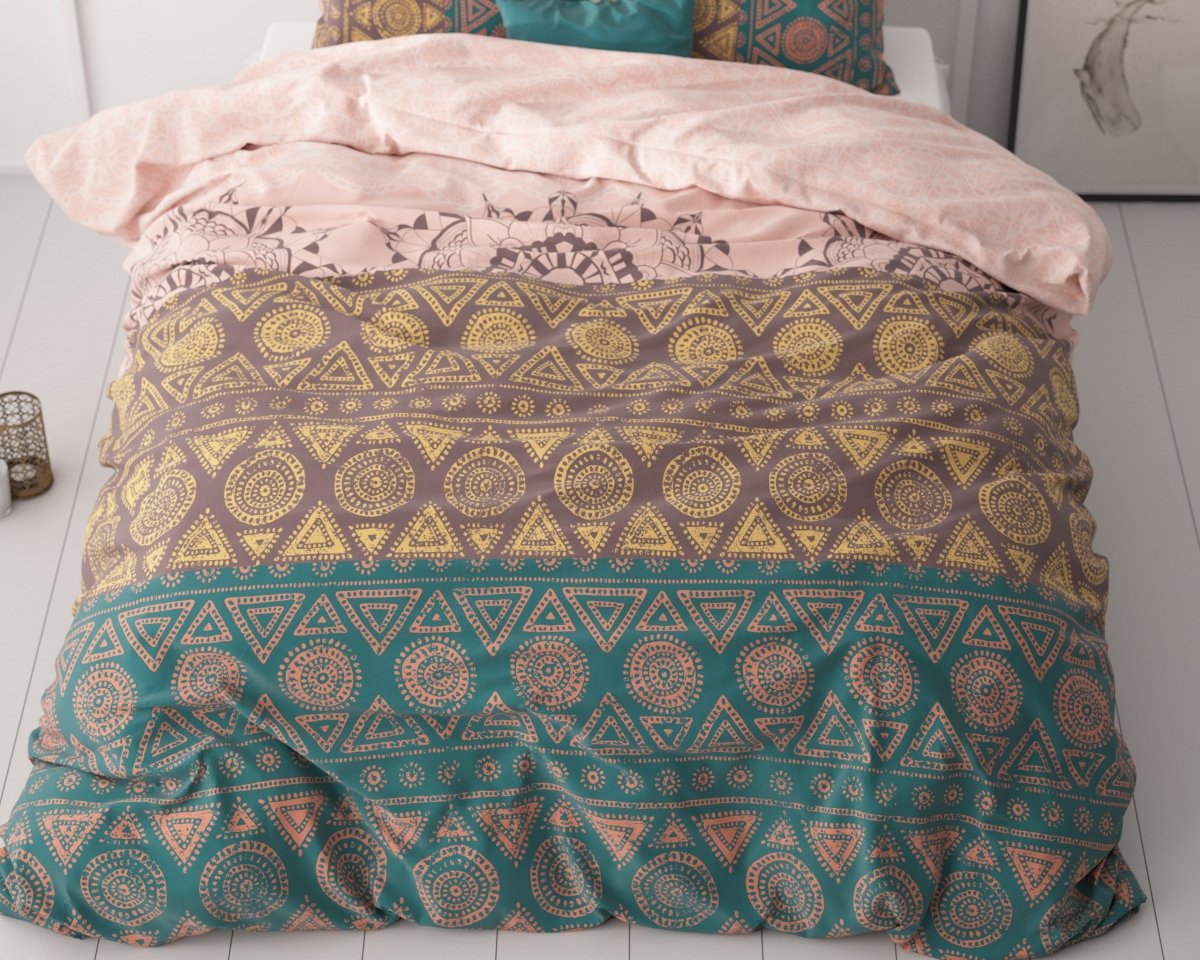 Microfibre Duvet Cover Set Bohemian | Multi | King Long - 240cm (W) x 220cm (L) - The Bedding & Blankets Store